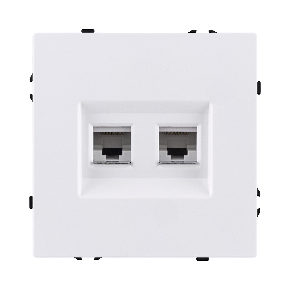 Розетка двойная Ethernet RJ45 Cat.6, белый матовый Kollinger Eclipse EC-018WH