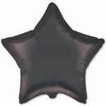 Шар (18''/46 см) Звезда, Черный, Сатин, 1 шт.