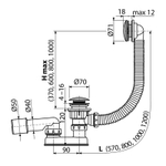 Обвязка для ванны 57 см click/clack хромирован.латунь  A504CKM/AG210135160 Alcadrain