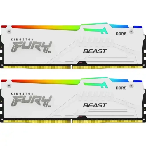 Модуль памяти Kingston Fury Beast White RGB EXPO, DDR5 DIMM 32Gb (KIT 2x16Gb) 5600MHz CL36