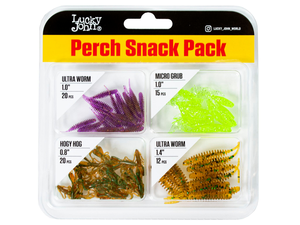 Perch Snack Pack #4 67 шт (0,8"-1,4") - набор силиконовых приманок для окуня от Lucky John