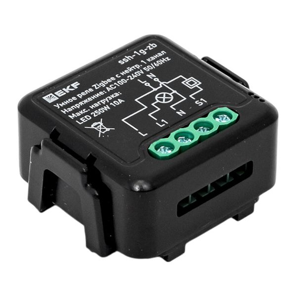 Умное реле в подрозетник 1-канальное с нейтралью Zigbee EKF Connect Select