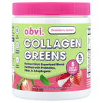 Obvi, Collagen Green, со вкусом клубники и личи, 225 г (7,9 унции)