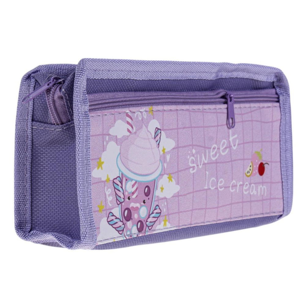 Пенал мягкий 2 отделения "Милкшейк" 3 цвета микс