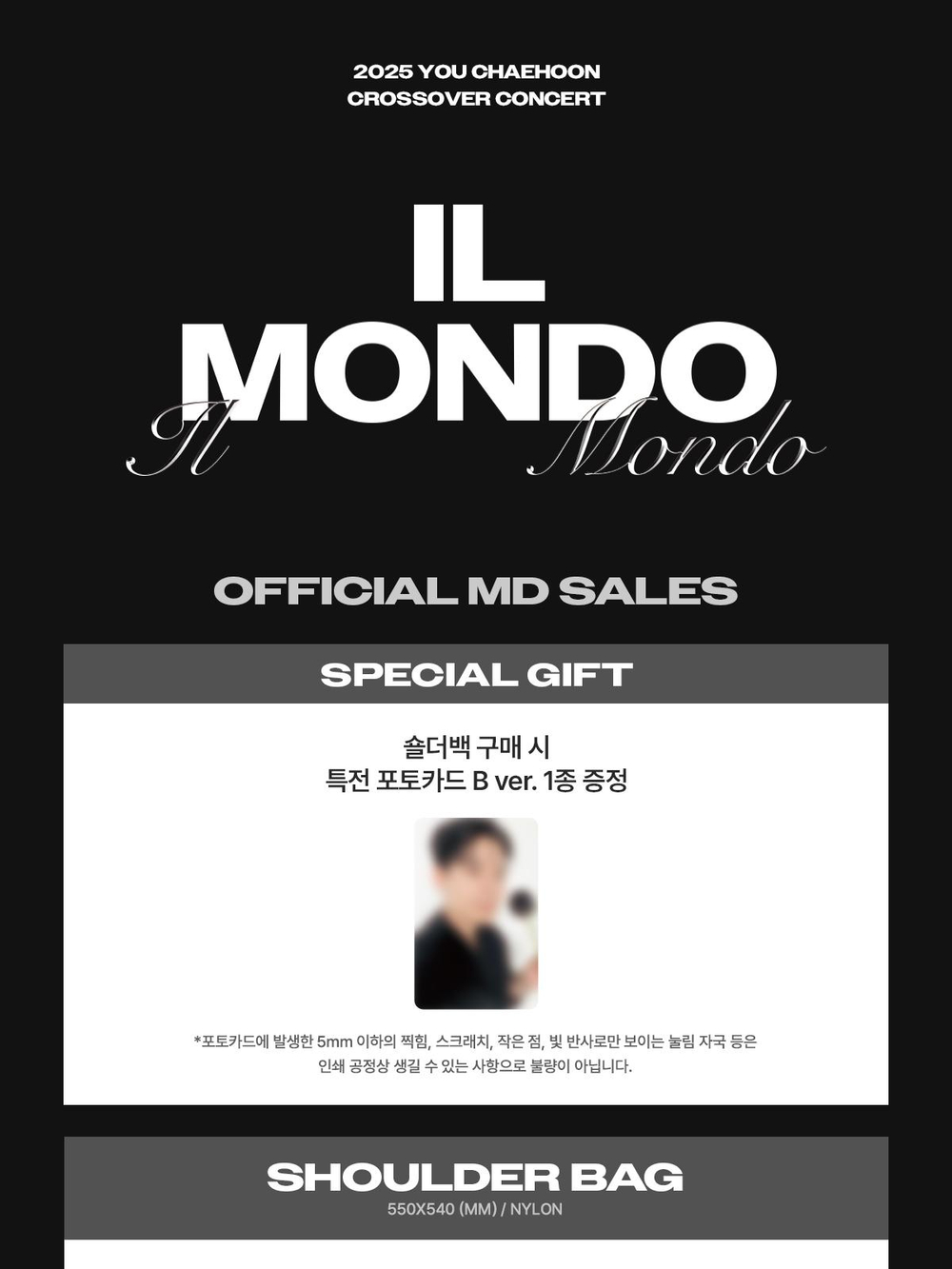 товары YOU CHAEHOON - IL MONDO OFFICIAL MD SHOULDER BAG
