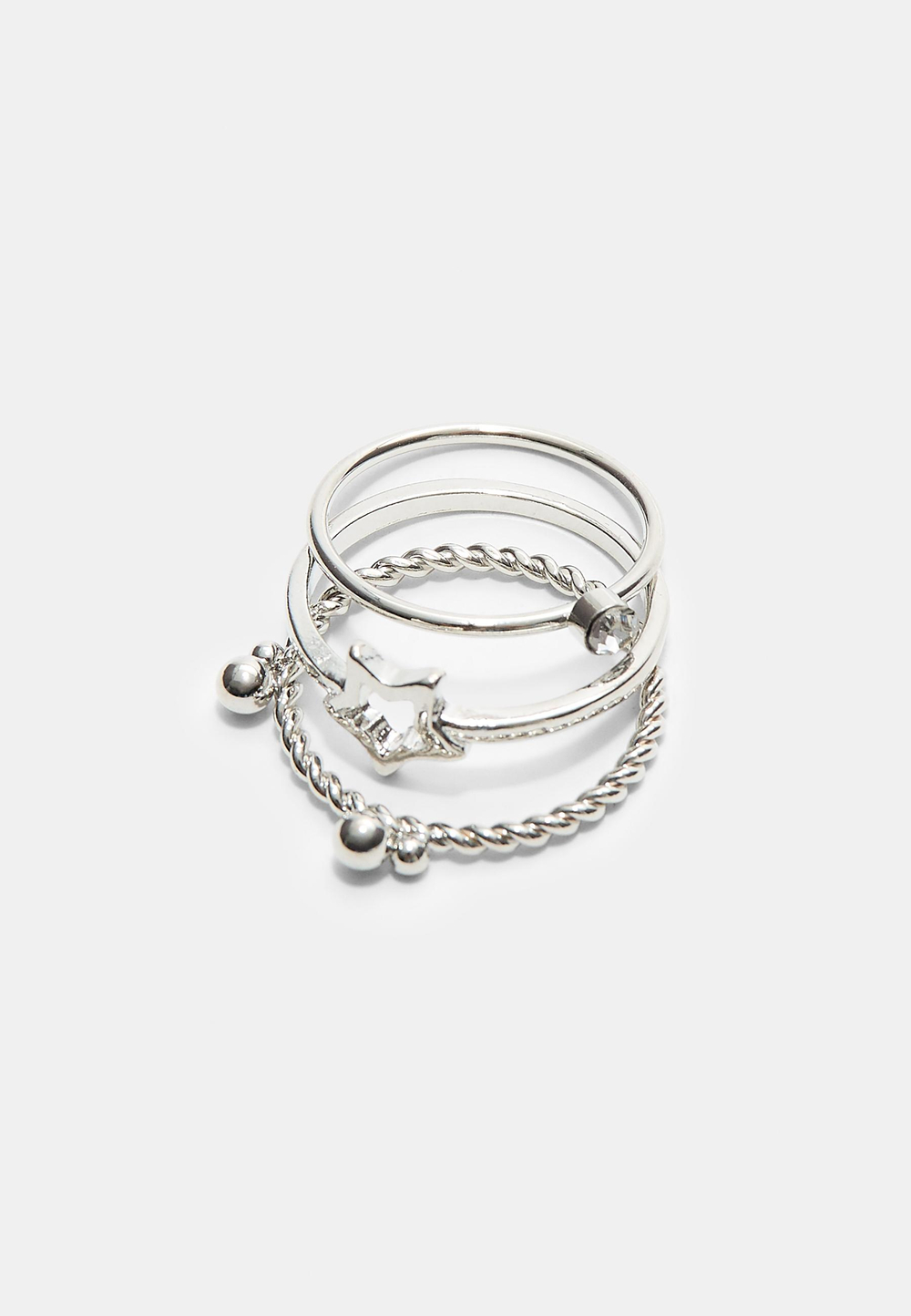 STRADIVARIUS Набор из 5 колец, серый