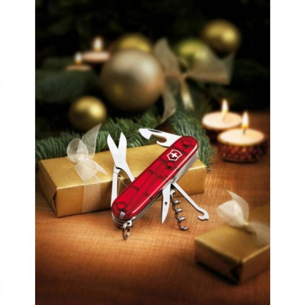 Нож Victorinox Climber, 91 мм, 14 функций, полупрозрачный красный