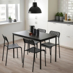 Стол и 4 стула - IKEA SANDSBERG/ADDE/САНДСБЕРГ/АДДЕ ИКЕА, 110х67 см, черный