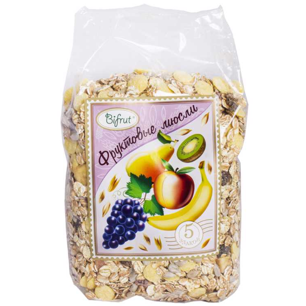 Мюсли зерновые Фруктовые Bifrut 5 злаков 500 гр