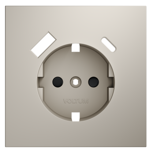 Накладка для розетки с заземлением и защитными шторками, с USB A+C, S70 (кашемир)