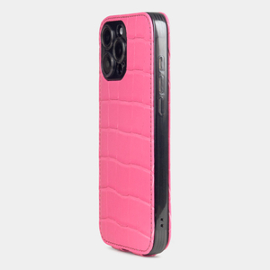 Чехол iPhone 16 Pro Max натуральная кожа аллигатора, розового цвета
