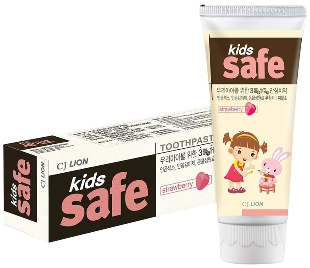 Зубная паста CJ Lion Kids Safe клубника 3-12 лет 90 гр