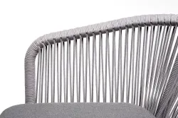 "Малага" обеденная группа на 6 персон со стульями "Марсель", каркас белый, роуп светло-серый