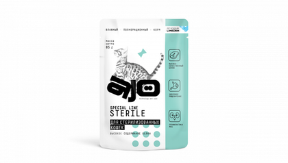 AJO (Айо) Cat Sterile Консервированный полнорационный корм для стерилизованных кошек, с высоким содержанием белка, 85 г