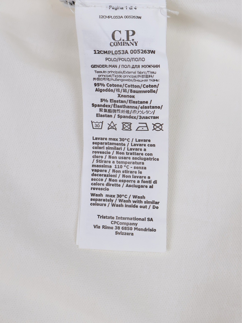 Поло с длинным рукавом C.P. Company Stretch Piquet Slim Line Gauze White