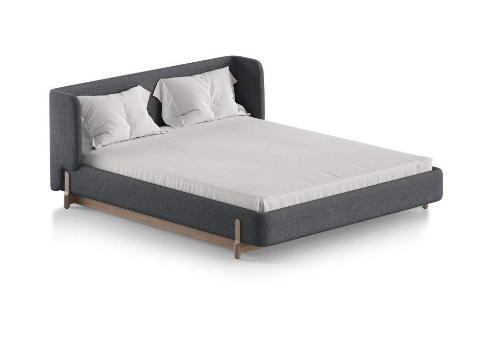 Кровать Basic спальное место 160*200 см (серый, твид)