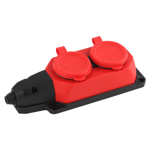 ЭРА Колодка ОУ 2 гнезда с заглушкой каучук 16А 220-240V IP44 красная K-2e-RED-IP44 5049