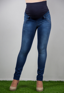 Джинсы темно-синие облегающие для беременных, размеры 46,56
