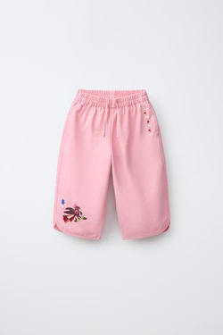 ZARA Х SISSEL EDELBO БРЮКИ BAGGY С ВЫШИВКОЙ, РОЗОВЫЙ
