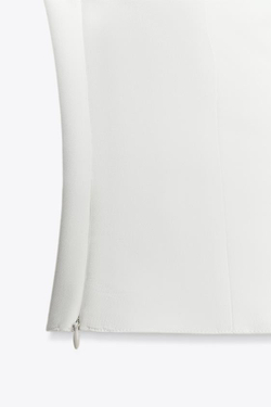 ZARA ТОП С ГОРЛОВИНОЙ ХАЛТЕР И БАНТАМИ, ЭКРЮ