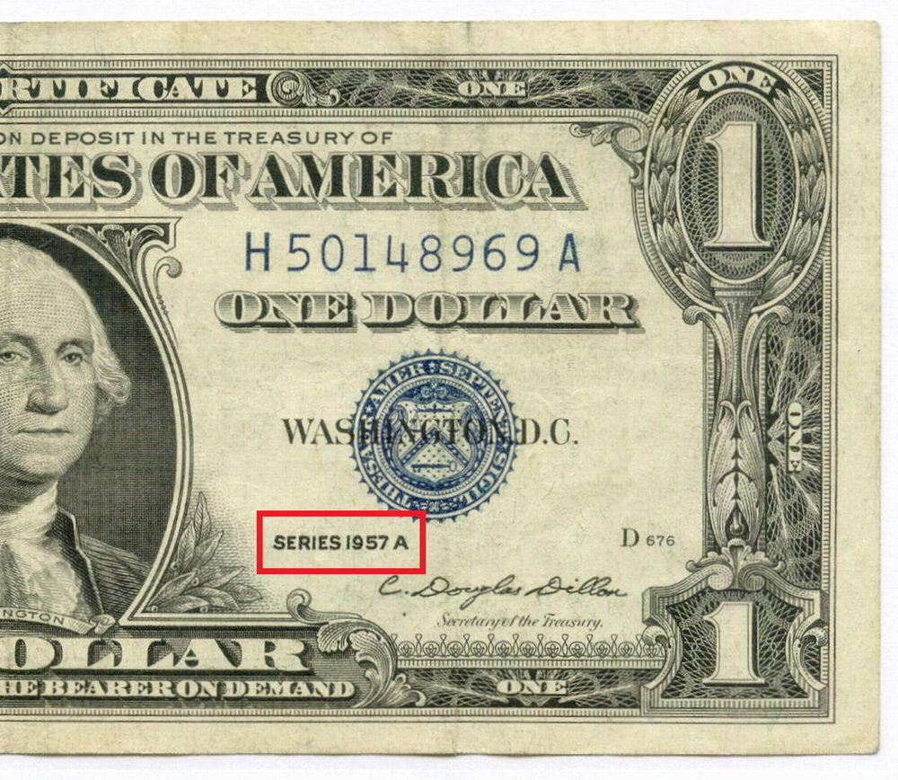 Банкнота США 1 доллар (серебряный сертификат) 1957A H 50148969 A. VF