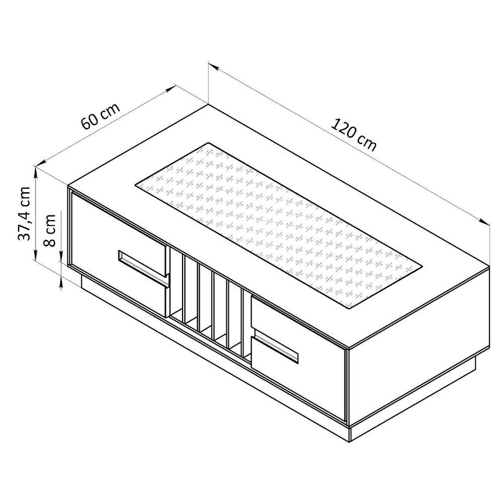 Журнальный столик, 120х60х37, Паво, кофейный стол с местом для хранения и органайзером для газет и журналов, массив дуба, MAKOSA
