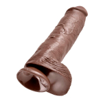 Коричневый гигантский фаллоимитатор-реалистик 29,5см с мошонкой на присоске PipeDream King Cock 11 with Balls Brown Dildo 5510-29