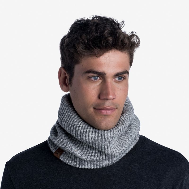Вязаный шарф-труба с флисом Buff Neckwarmer Knitted Polar Lyne Light Grey Фото 2