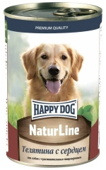 HAPPY DOG Консервы для собак Телятина с сердцем для собак, 410 г