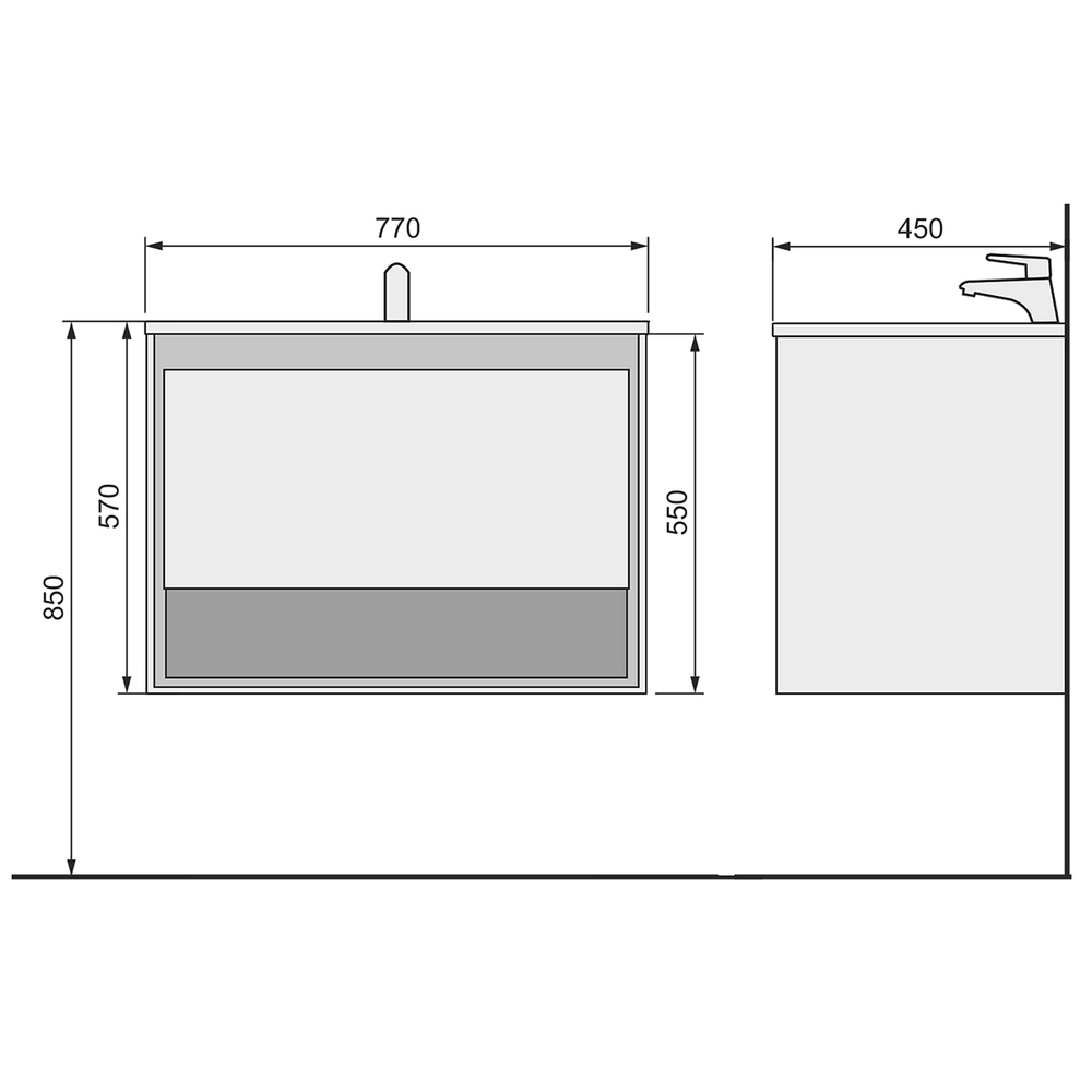 Тумба с раковиной Jorno Glass 80 см Gla.01.77/P/W белая