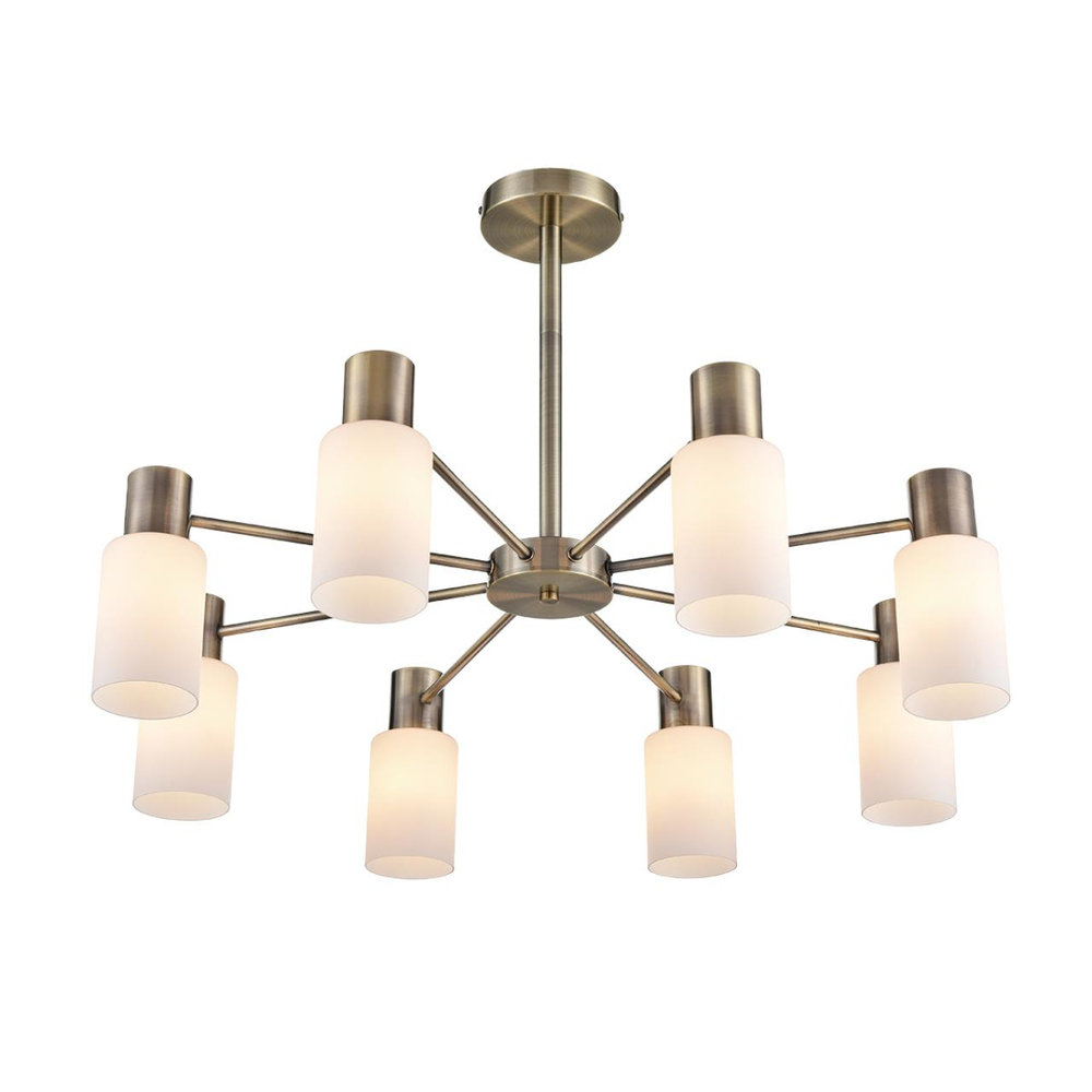 8100/8C COMFI LN26 106 бронза/белый металл/стекло Люстра потолочная Е14 8*40W 220V MAVE