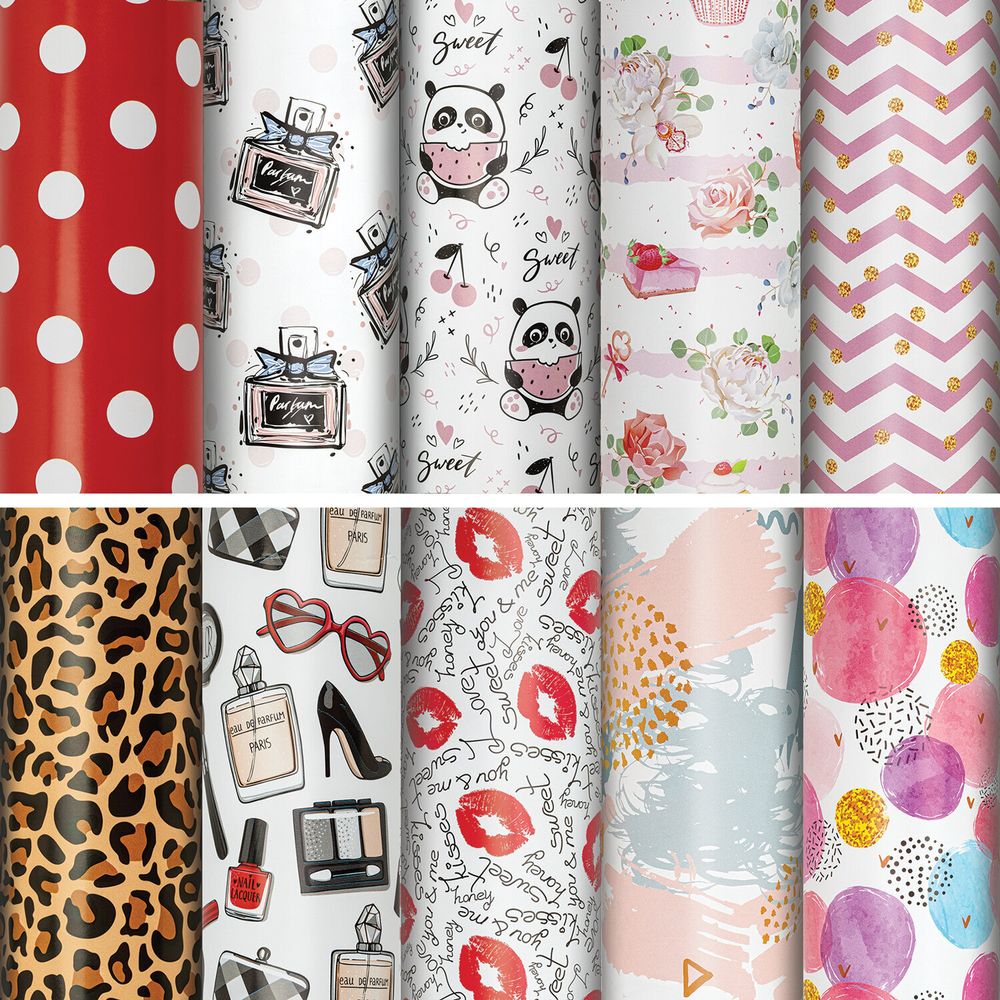 Бумага упаковочная "For Women", 70x100 см, 10 дизайнов ассорти, ЗОЛОТАЯ СКАЗКА, 591915, 1шт