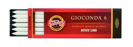 Мелки художественные Gioconda "KOH-I-NOOR" 4371 белые, L=120 мм, D=5.6 мм, 6 шт/уп