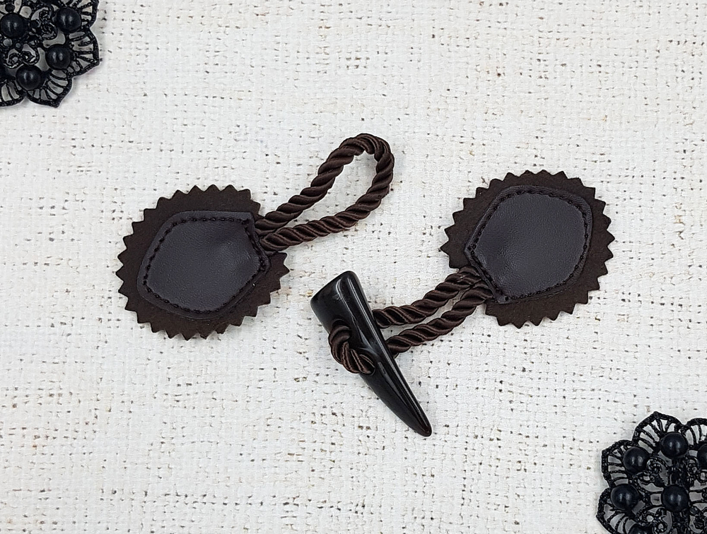 Застежка клевант, р. 15,5х5 см, коричневый