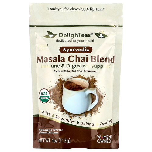 DelighTeas, Аюрведическая смесь чая масала, без кофеина, 113 г (4 унции)
