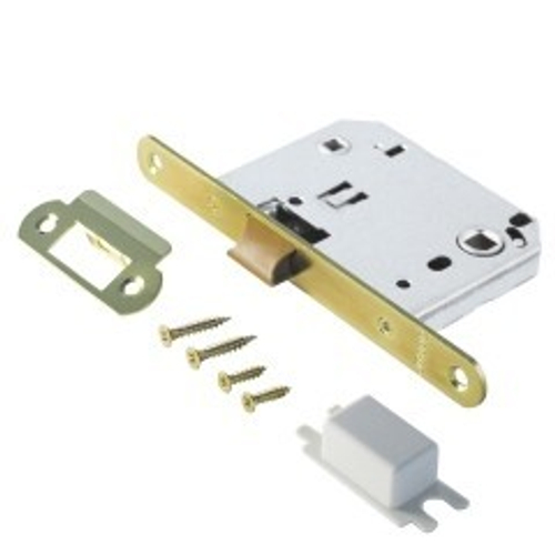 Защелка АЛЛЮР АРТ L7050 PR РВ золото, пластик, овал.планка 18мм б/ручек с фиксатором  / 11558