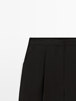 Massimo Dutti Шорты-бермуды из технической ткани, черный