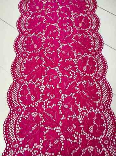 Кружево (эластичное/шир.см), цвет- ТЕМНАЯ ФУКСИЯ