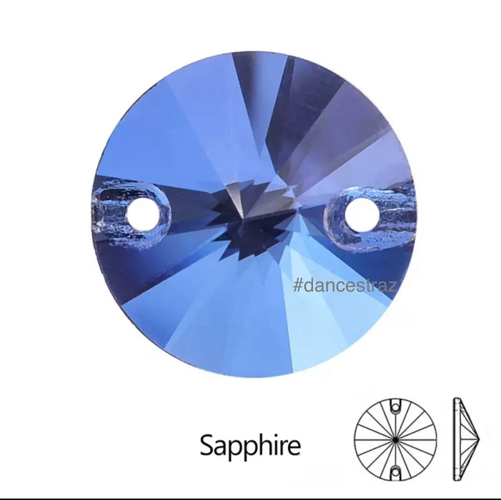 Стразы пришивные, Rivoli, Sapphire, 206, 16mm, (72 ea/pkg), 5A+, (F2)