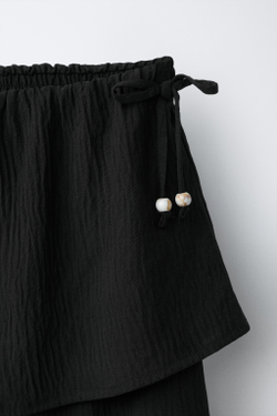 ZARA БРЮКИ WIDE LEG С ЮБКОЙ, ЧЕРНЫЙ