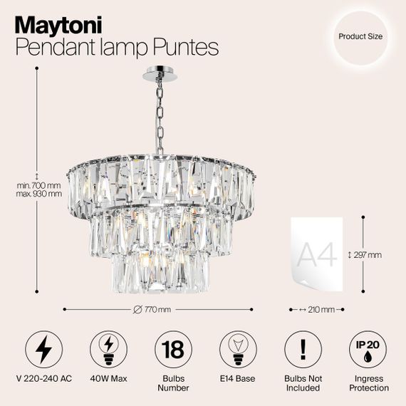 Подвесная люстра Maytoni Puntes MOD043PL-18CH