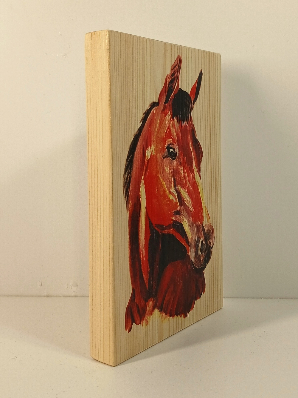 Панно деревянное настенное СВЕТЛОГОРЫ. Голова красно-гнедой лошади