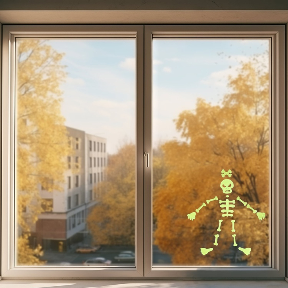 Наклейка гелевая "Скелет" светящиеся