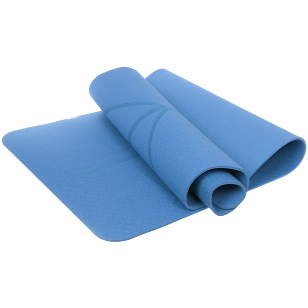 Коврик для йоги 6 мм 183*61 см «Шамбола» с лазерной гравировкой (ТРЕ), синий