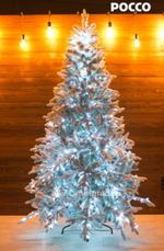 Заснеженная ель с гирляндой «Россо» холодный свет (Литая+пвх) от 1.2 до 2.4 м