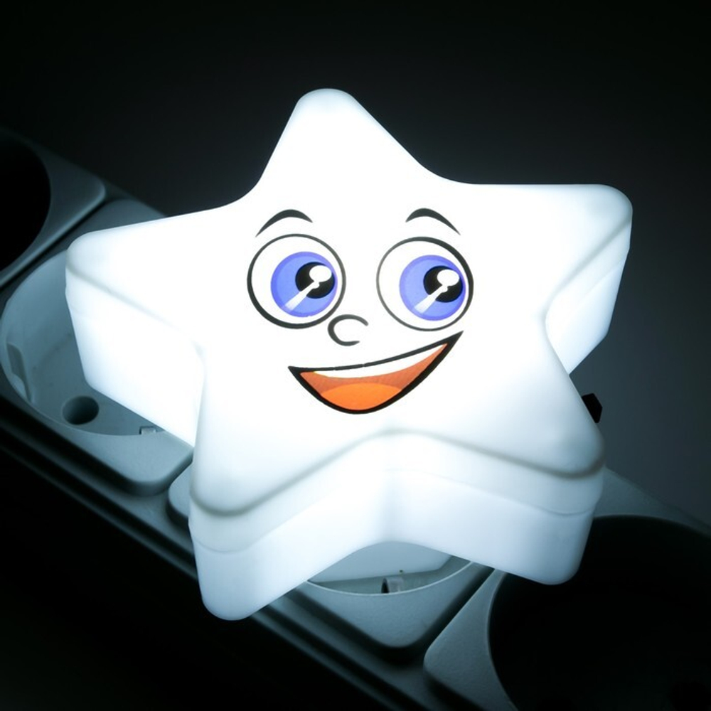 3000155 Ночник пластик LED "Звёздочка" МИКС 8х8х2,5 см