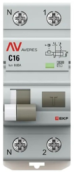 Автомат дифференциальный EKF rcbo10-1pn-16C-30-ac-av