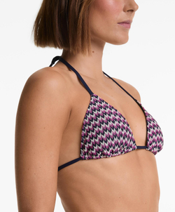 OYSHO Треугольный топ для бикини, связанный крючком в технике «елочка», фуксия