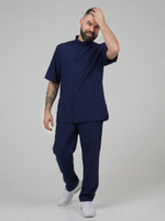 Темно-синяя мужская рубашка-китель "Мир" для повара и кондитера NVDesign