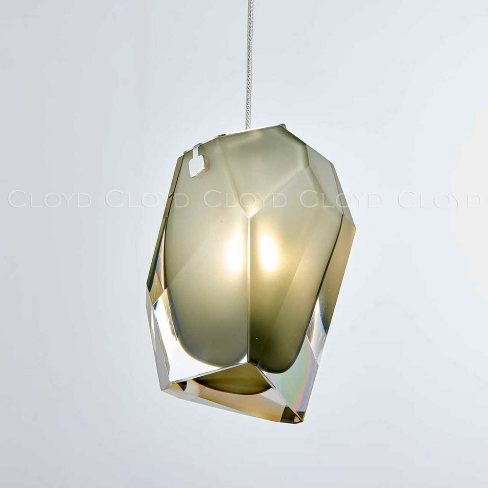 Подвесной светильник Cloyd VARELL P1 / шир. 20 см - хром - серое стекло (арт.11660)